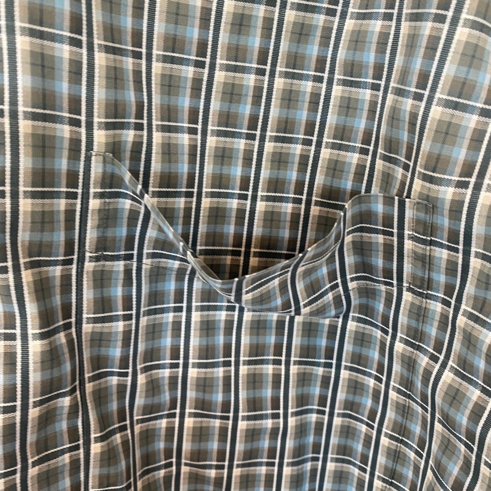 Nordstrom Men's Blue Green Plaid Short Sleeve Button Down Shirt Logo XL - Picture 7 of 12